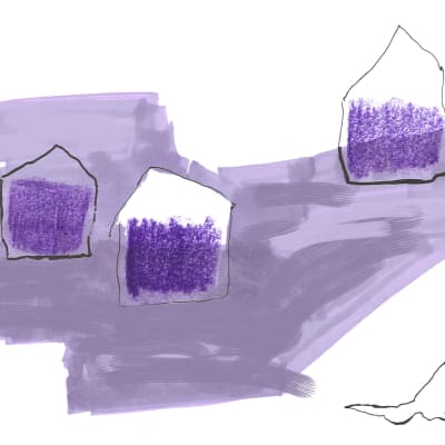 Illustration av ylande varg vid lador
