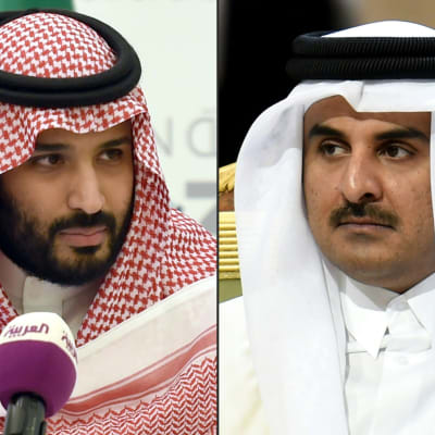 Saudiarabiens kronprins  Mohammed bin Salman och Qatar emir Tamim bin Hamad Al-Thani 