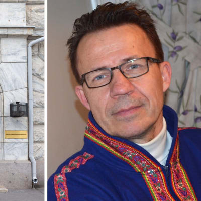 Kollaasissa korkeimman hallinto-oikeuden etuovi sekä Paavo Riihitammela.