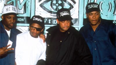 Rapgruppen N.W.A år 1991.