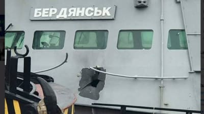 Ett av de ukrainska fartyg som besköts i Kertjsundet i november 2018.