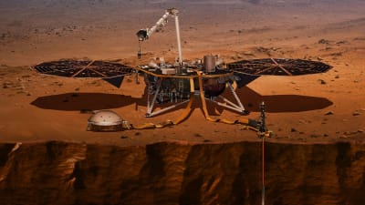 Schematisk bild av robotbas på Mars. 