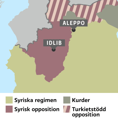 Karta över Syrien och provinsen Idlib