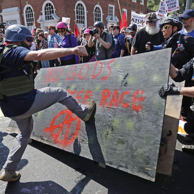 Högerextrem demonstration i Charlottesville, USA.