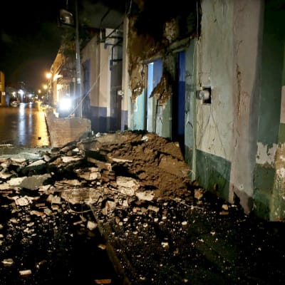 Byggnadsskador efter jordbävningen i Mexiko.