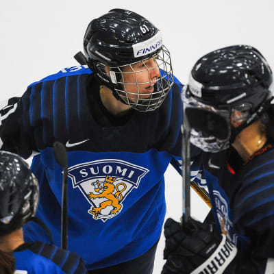 Tanja Niskanen #61 of Finland celebrates with her teammates after scoring against Switzerland in the 2021 IIHF Women's World Championship bronze medal game played at WinSport Arena on August 31, 2021 in Calgary, Canada.