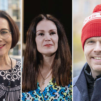 Keskellä Lulu Ranne, oikealla Markus Hirvonen, vasemmalla Paula Aikio-Tallgren