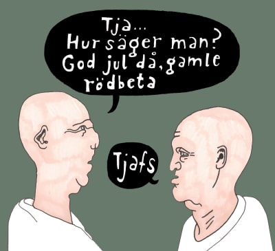 skalliga män som talar, teckning