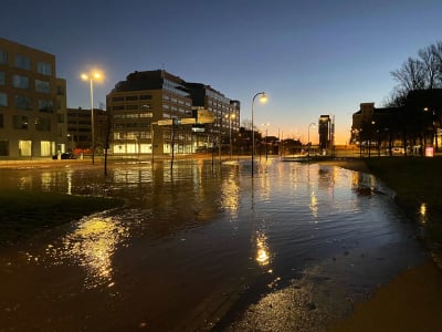 Tulvavettä Teollisuuskadulla Helsingissä