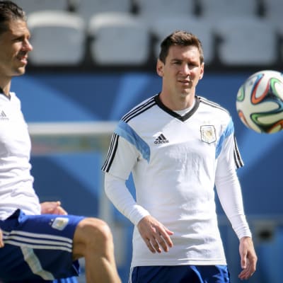 Martin Demichelis och Lionel Messi.