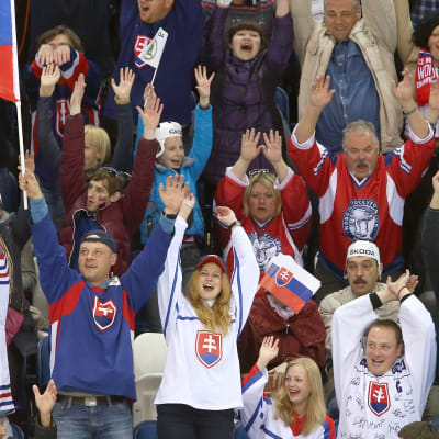 Slovakiens fans jublar