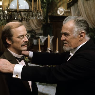 Paavo Pentikäinen ja Tauno Palo televisioteatterin näytelmässä Villisorsa vuonna 1974.