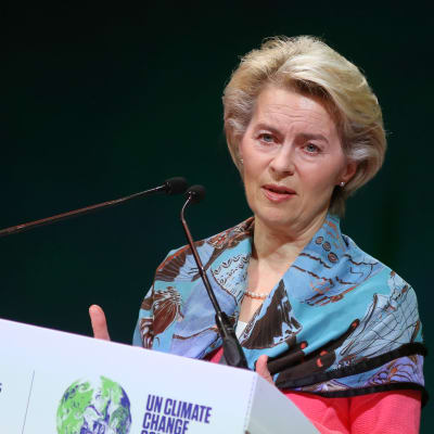 Eu-kommissionens ordförande Ursula von der Leyen talar inför FN:s klimatmöte.