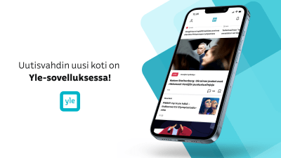 Yle-sovelluksen promokuva, jossa teksti "Uutisvahdin uusi koti on Yle-sovelluksessa". Kuvassa myös puhelin ja sovelluksen logo.