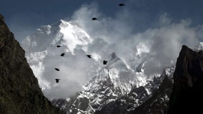 Berget Masherbrum (även kallat K1) i Karakorammassivet i Pakistan.