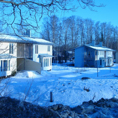 Hus i  en vintrig ekoby i Bromarv.