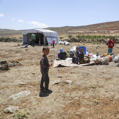 Flyktingar från Daraa vid Syriens sydvästra gräns den 21 juni. 