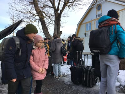 Nyanlända flyktingar från Ukraina i Pargas 2022. 