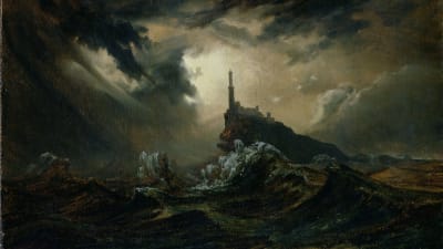 Carl Blechen: Sturmische See mit Leuchtturm