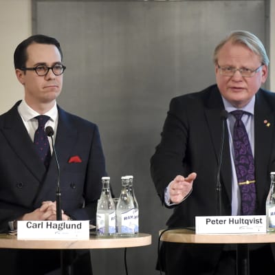 Finlands försvarsminister Carl Haglund (SFP) och Sveriges försvarsminister Peter Hultqvist