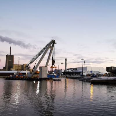 Vasa hamn i kvällssolen.