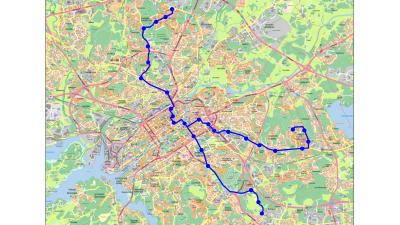 De planerade spåvägslinjerna i Åbo.