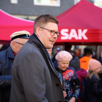  Antti Lindtman SDP:n vaalitilaisuudessa Oulussa.