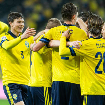 Sverige firar mål i Nations League 2020.