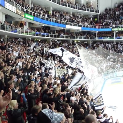 Ishockeypublik applåderar i Åbohallen. 