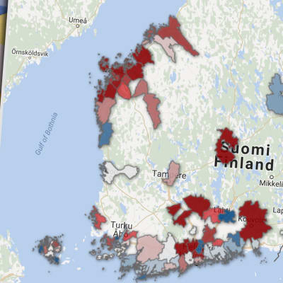 Karta över arbetslösheten bland svenskspråkiga i Finland