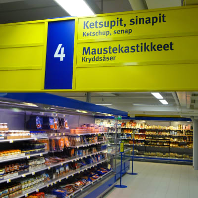 skyltningen i S-market i Borgå centrum