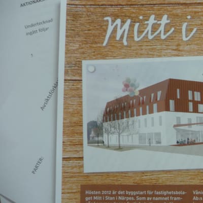 Skiss över Mitt i Stan-huset i Närpes