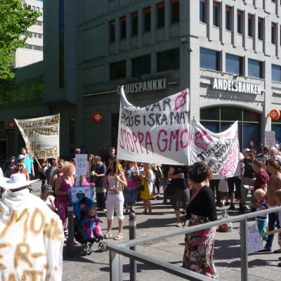 Demonstration mot genmanipulerad mat i Vasa.