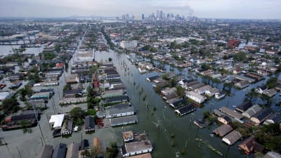 Översvämning i New Orleans efter orkanen Katrina.