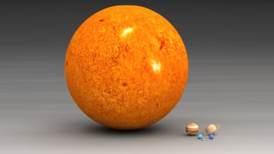Solens storlek i jämförelse med planeterna.