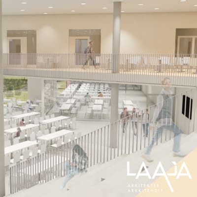 Laaja-arkkitehtien havainnekuva Mustasaareen suunnitellusta koulukeskuksesta.