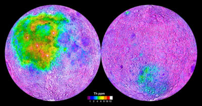 Toriumförekomsterna på månens två sidor.