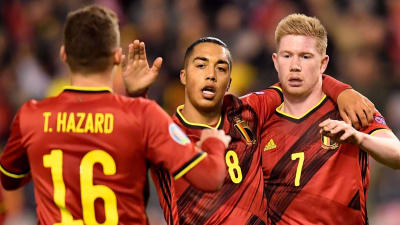 Belgien jublar efter mål.