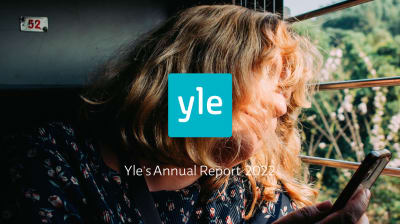 Yle's annual report's first page with Yle logo