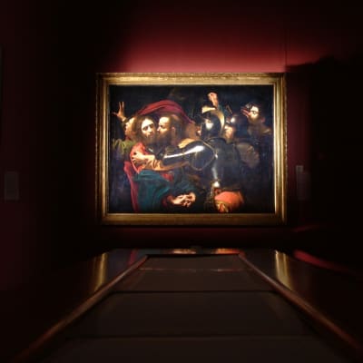 Caravaggion maalaus Jeesuksen vangitseminen