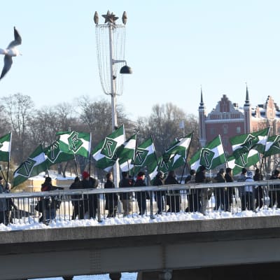 Nordiska motståndsrörelsen marcherar i Stockholm 12.11.2016