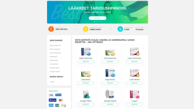 Skärmdump på en butik som olagligt säljer läkemedel till Finland.