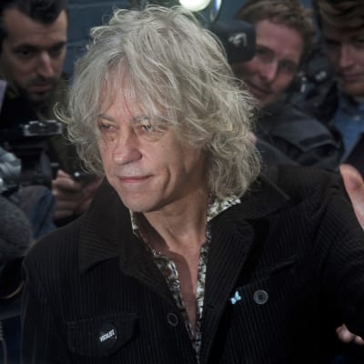 Bob Geldolf anländer till Sarm Studion för att spela in Band Aid 2014.