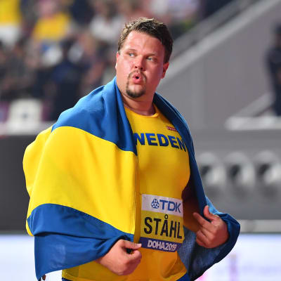Daniel Ståhl juhli kiekonheiton MM-kultaa Dohassa viime lokakuussa. 
