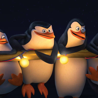 Fyra animerade pingviner.