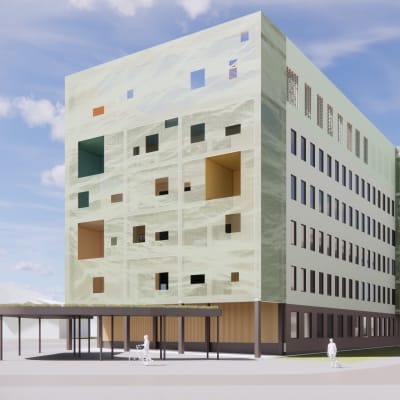 Visionsbild av Åbos nya psykiatriska sjukhus. 