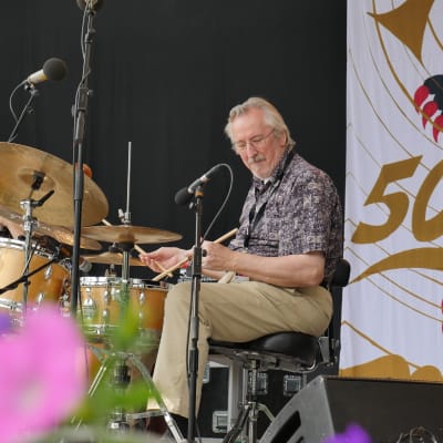 Reino Reiska Laine på Pori Jazz 2015, närvarande för 50:e gången i rad.