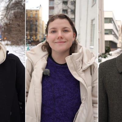 Porträtt på tre intervjupersoner i centrala Helsingfors.