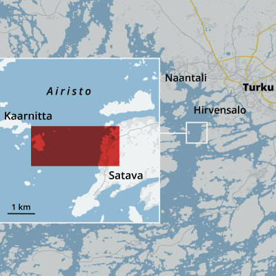 Kartta Turun länsipuolella olevasta Airiston alueesta