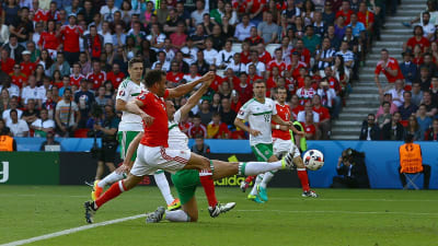 Gareth McAuley skickar in bollen bakom den egna målvakten och skjuter Wales till kvartsfinal.